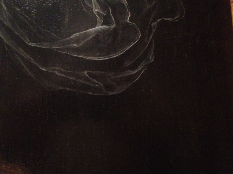 My photograph of Lucretia's veil, from Joos Van Cleve's painting, 1525